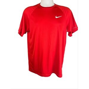 NIKE MEN'S HYDROGUARD Dri-Fit Swim T-Shirt 40+ SPF Red Medium